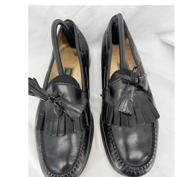 Cole Haan Mens Black Mexico Made Leather Tassel Loafers Kiltie Moc Toe Size 10D main image 7